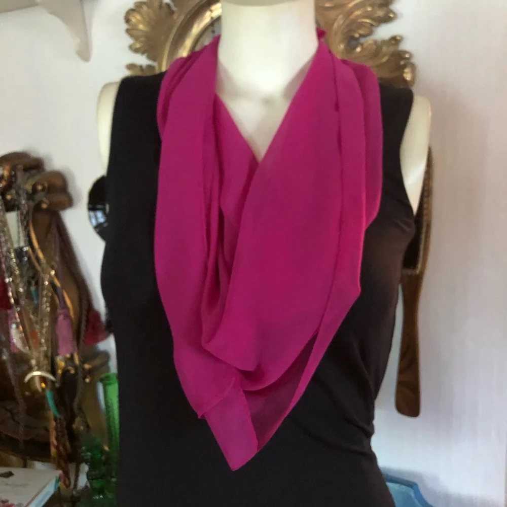 Vintage Sheer Pink Silk Chiffon Scarf